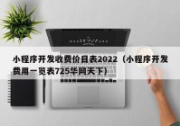 小程序开发收费价目表2022（小程序开发费用一览表725华网天下）