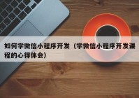 如何学微信小程序开发（学微信小程序开发课程的心得体会）