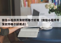 微信小程序开发软件哪个好用（微信小程序开发软件哪个好用点）