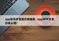 app软件开发报价明细表（app软件开发价格公道）