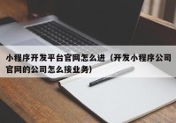 小程序开发平台官网怎么进（开发小程序公司官网的公司怎么接业务）