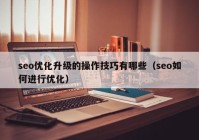 seo优化升级的操作技巧有哪些（seo如何进行优化）