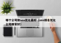 哪个公司做seo优化最好（seo排名优化公司哪家好）