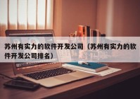 苏州有实力的软件开发公司（苏州有实力的软件开发公司排名）