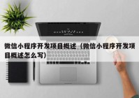 微信小程序开发项目概述（微信小程序开发项目概述怎么写）